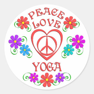 Peace Love Yoga Classic Round Sticker