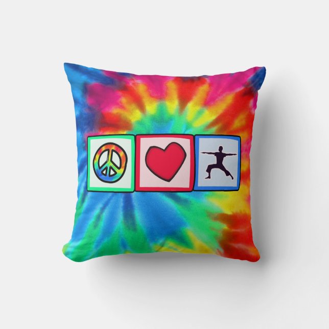 Peace, Love, Yoga Cushion (Front)