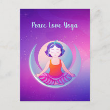 Peace Love Yoga girl meditation in space