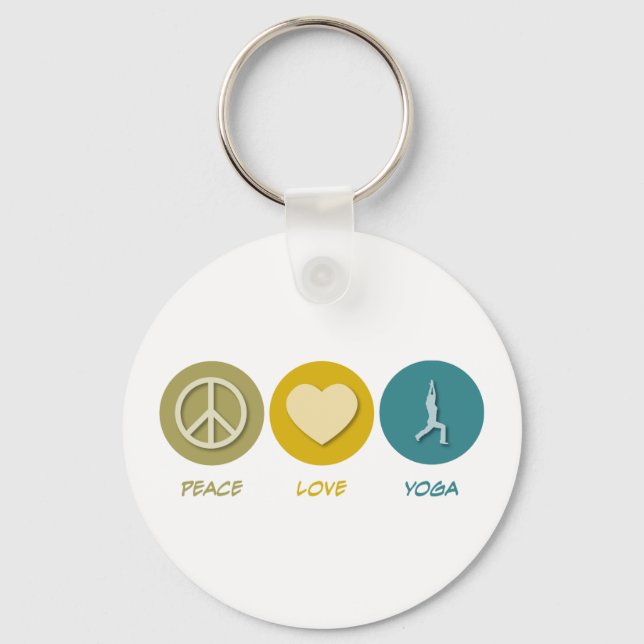 Peace Love Yoga Key Ring (Front)