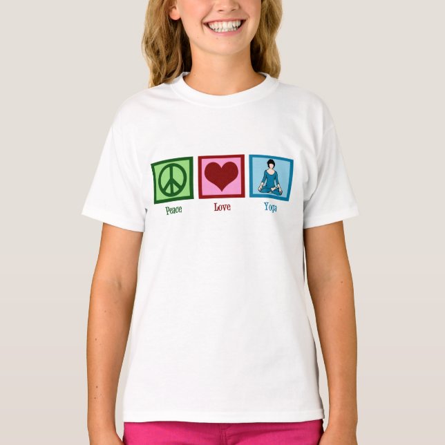 Peace Love Yoga Kids T-Shirt (Front)