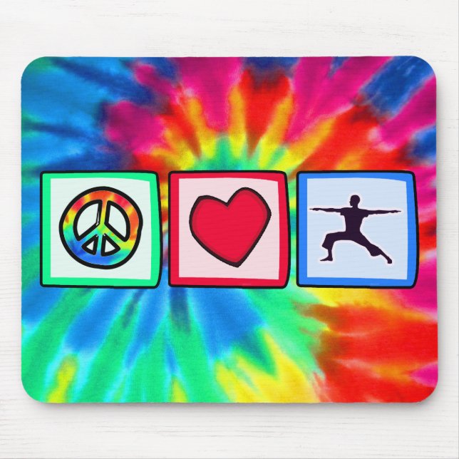 Peace, Love, Yoga Mouse Pad (Front)
