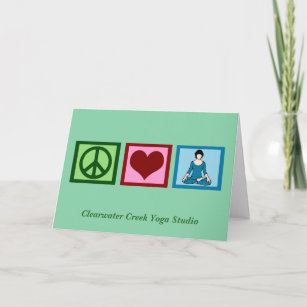 Peace Love Yoga Personalised Studio Name Green Holiday Card