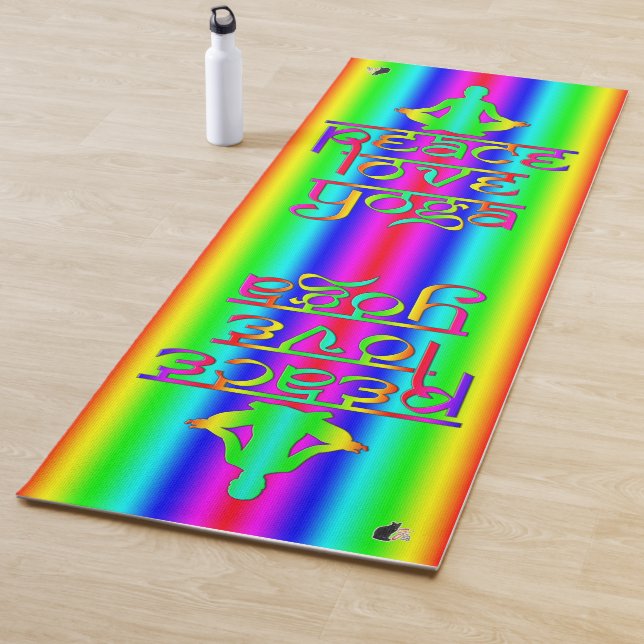 Peace Love Yoga Rainbow Intentions Mat (In Situ)
