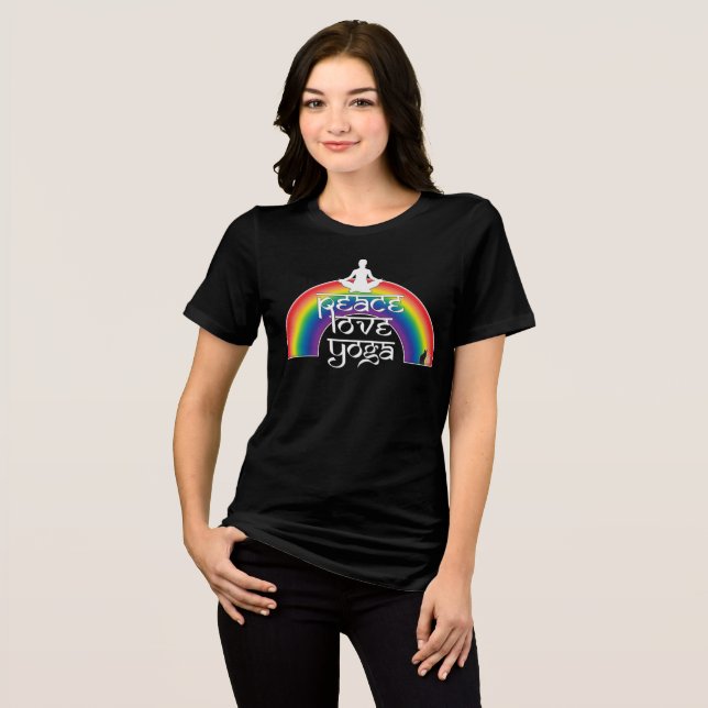 Peace Love Yoga Rainbow Intentions Tri-Blend Shirt (Front Full)
