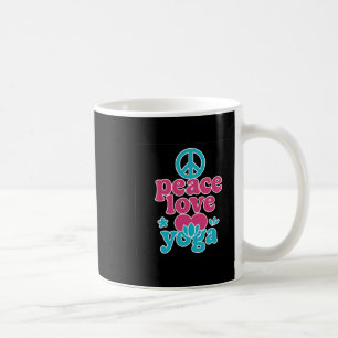 Peace Love Yoga Retro Lotus Heart Graphic Art Coffee Mug