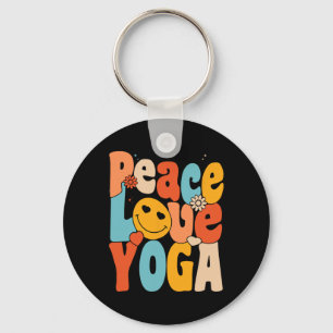 Peace Love Yoga Retro Yoga Moms Yoga Grandma Key Ring