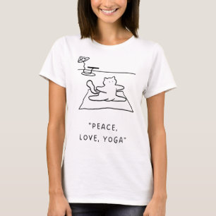 Peace, Love, Yoga   Yoga Cat Illustration T-Shirt