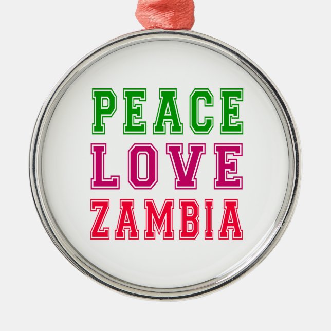Peace Love Zambia. Metal Tree Decoration (Front)