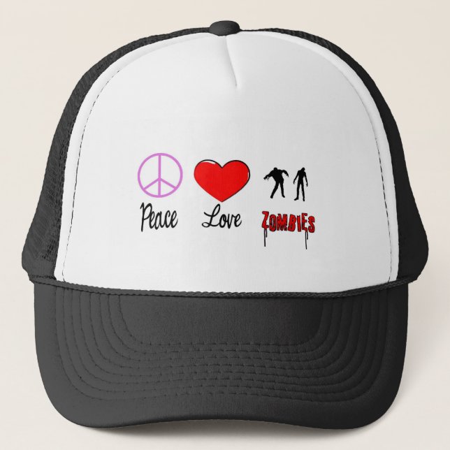 peace love zombies trucker hat (Front)
