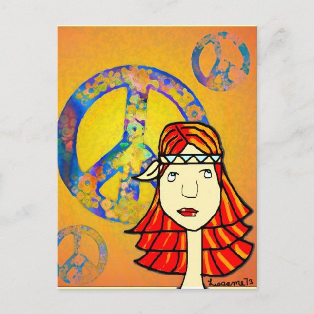 peace loving hippie chick post card (Front)