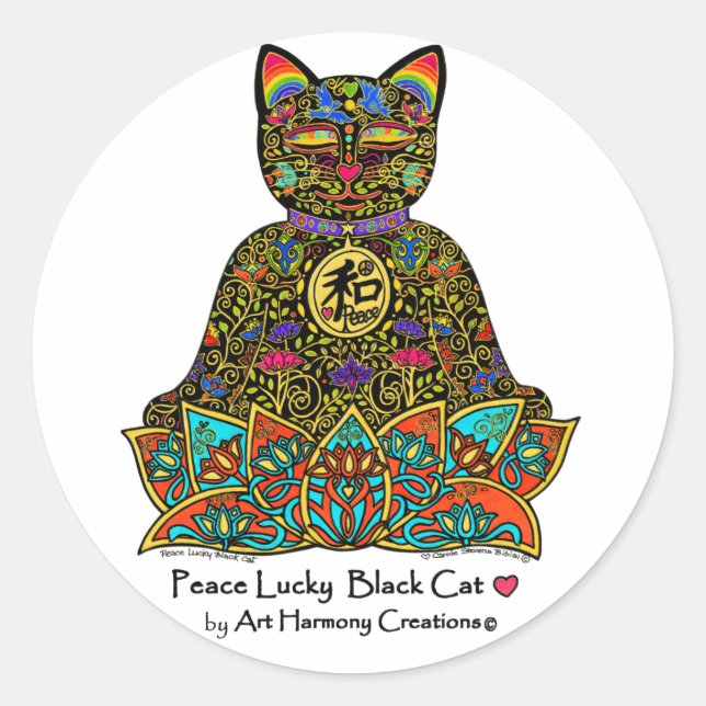 Peace Lucky Black Cat Sticker (Front)