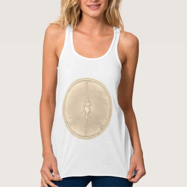 Peace Man T-shirt ivory coin circle Singlet (Front)
