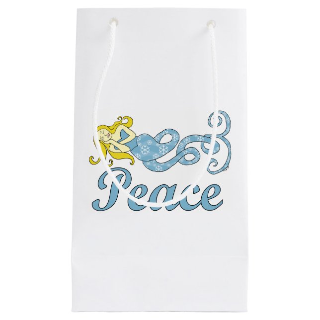 Peace Mermaid Holiday Dreams Small Gift Bag (Front)