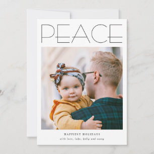 PEACE Minimalist Large Photo Custom Holiday Card