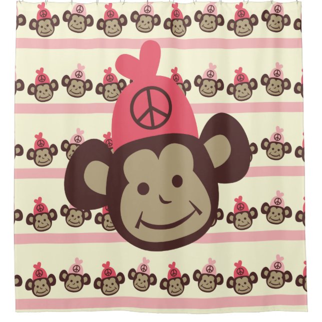 Peace Monkey Shower Curtain (Front)