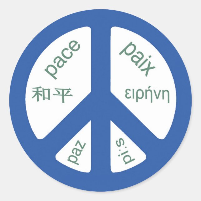 Peace Multilingual Classic Round Sticker (Front)