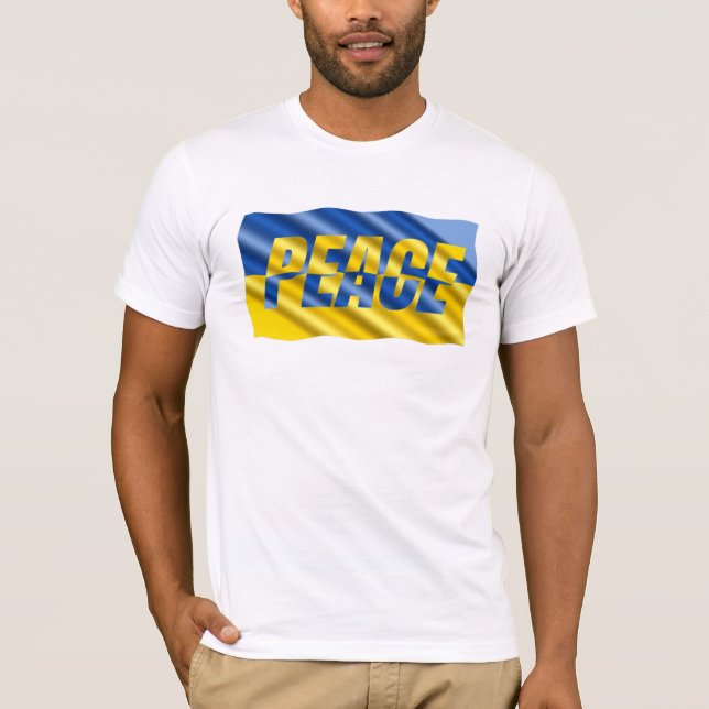 Peace no war Ukraine Flag inspired Blue and Yellow T-Shirt (Front)