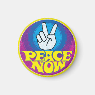 Peace Now Groovy Retro Hippie Style Paz Ahora Magnet