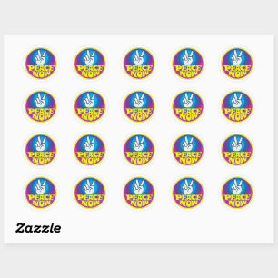 Peace Now Groovy Retro Hippie Style Peacesign Classic Round Sticker
