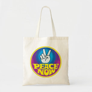 Peace Now Groovy Retro Hippie Style Peacesign Tote Bag