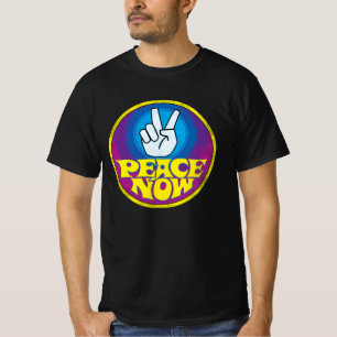 Peace Now Vintage Retro Button T-Shirt