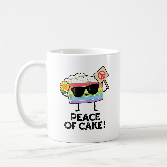 Peace Of Cake Funny Food Pun  Coffee Mug (Left)