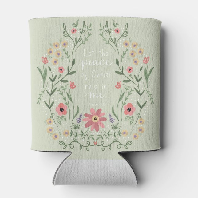 Peace of Christ Floral Cup Holder Can Cooler (Back)
