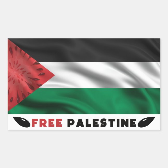 Peace of Watermelon Free Palestine Rectangular Sticker (Front)