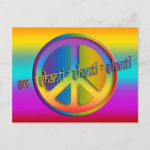 PEACE OM SHANTI   coloured linear Postcard