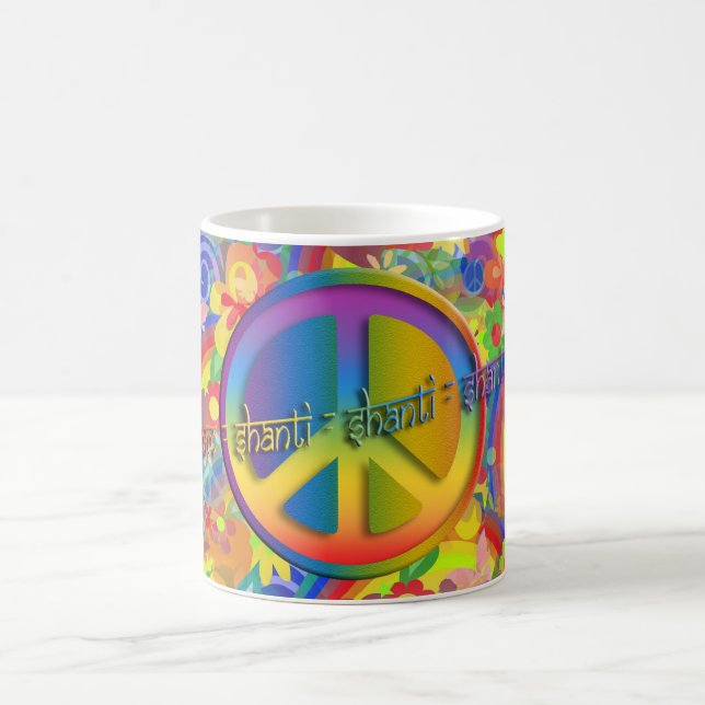 Peace Om Shanti | flower power Coffee Mug (Center)