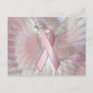 Peace On Angelic Wings Pink Ribbon Post Card