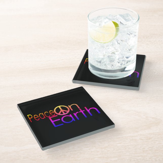 Peace on Earth #2 Glass Coaster (Angled)