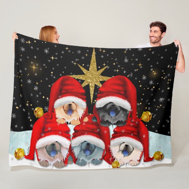 PEACE ON EARTH  5 chows Fleece Blanket (In Situ)