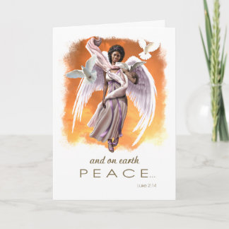 Peace on Earth. African American Angel Christmas  Holiday Card