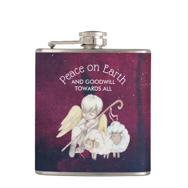 Peace on Earth and Goodwill Towards All Shepherd Hip Flask (Front)