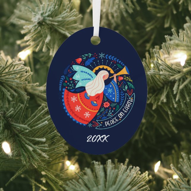 Peace on Earth Angel Design Metal Tree Decoration (Insitu)