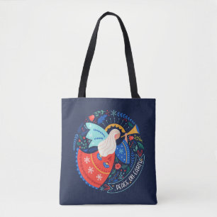 Peace on Earth Angel Design Tote Bag
