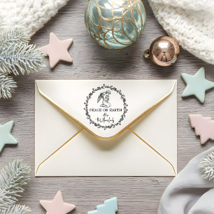 PEACE ON EARTH Angel in Prayer Christian Christmas Self-inking Stamp