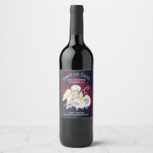 Peace on Earth Angel Shepherd & Lambs Wine Label