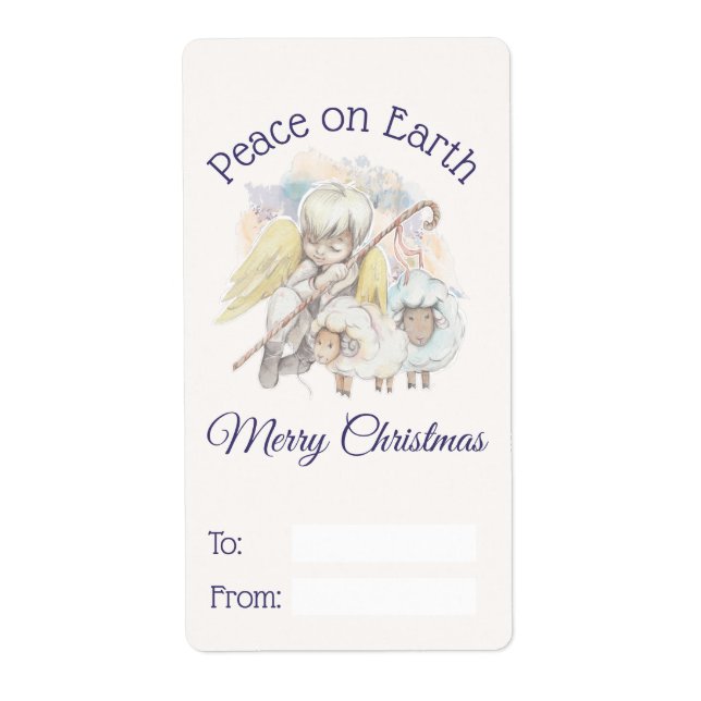 Peace on Earth Angel Shepherd with Lambs Gift (Front)