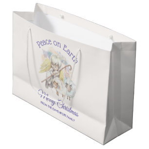 Peace on Earth Angel Shepherd with Lambs Large Gift Bag