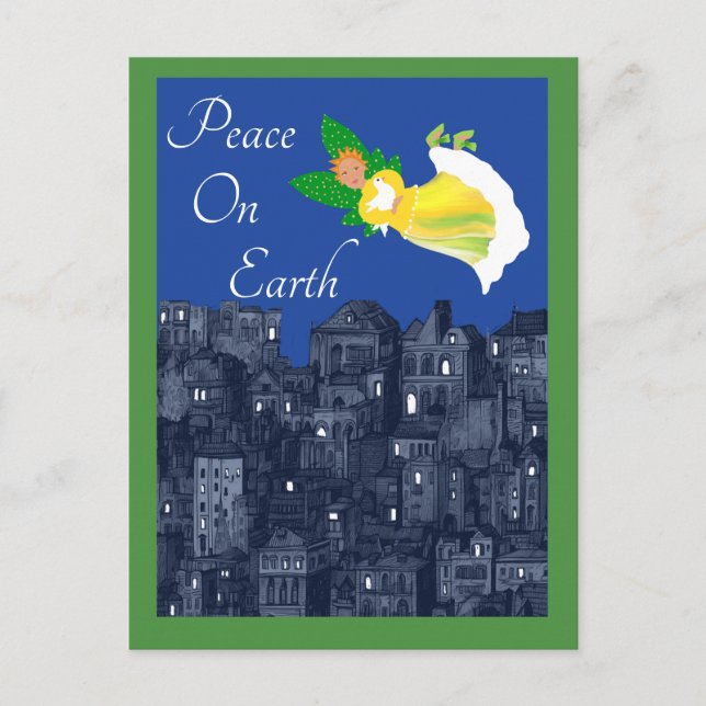 Peace on Earth Angel with Dove Flat Card (Front)