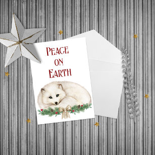 Peace on Earth Artic Fox Holiday   Postcard