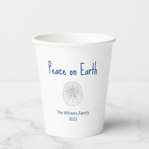 Peace on Earth Beach Sand Dollar Christmas Party  Paper Cups