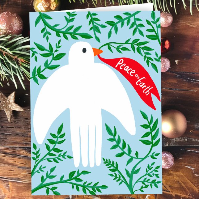 Peace on Earth Bird Dove Christmas Xmas Holiday Card (Peace on Earth Bird Dove Hand-drawn Christmas Xmas Hanukkah Holiday Card
)