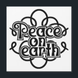 Peace On Earth Black and White Refrigerator Magnet<br><div class="desc">Peace On Earth Black and White Refrigerator Magnet</div>