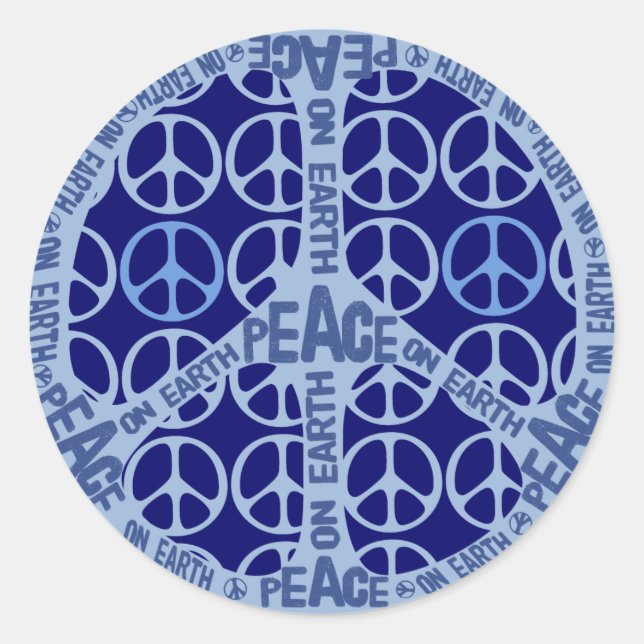 Peace On Earth Blue Peace Classic Round Sticker (Front)
