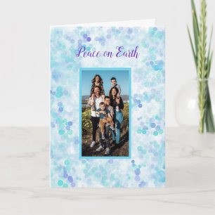 Peace on Earth Blue Violet Personalised Holiday  Card