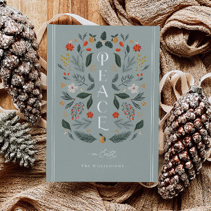Peace on Earth Botanical Christmas Holiday Card
